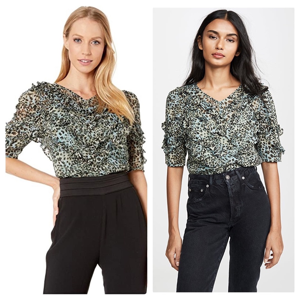 NEW Rebecca Taylor Silk Short Sleeve Lynx Top